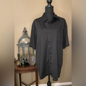 Black short sleeve button up shirt